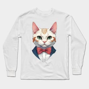 Fancy Cat with Bowtie no.6 Long Sleeve T-Shirt